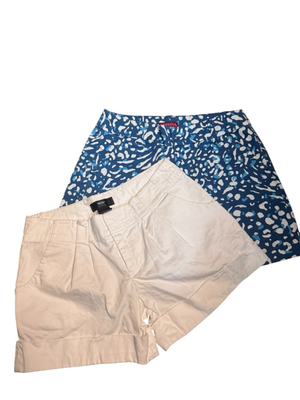 BUNDLE 2 TARGET MOSSIMO Shorts Womens SZ 4 White Cuffed MERONA Blue SZ 2 EUC